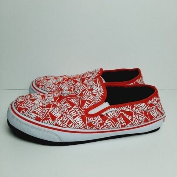 VANS / Slip-Er 2 Quilted Slipper Slip-on Sneaker Shoe Red & White Logo Sz 9.5 - Picture 8 of 16